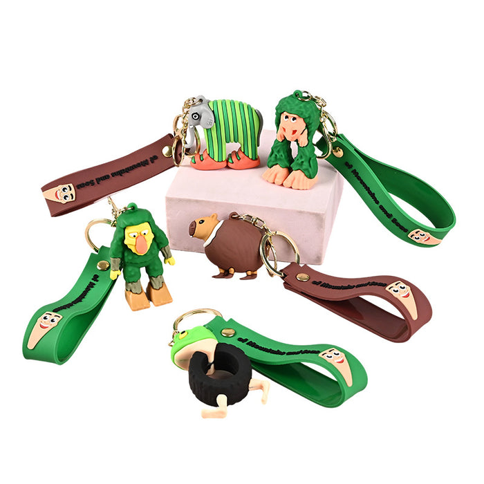 Wholesale Mythical Creatures PVC Keychain Cute Monkey and Banana Design Bag Charm Boutique MOQ≥10