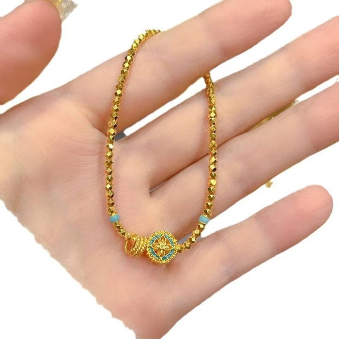 Wholesale Retro gold bead hollow four leaf clover light luxury fashion high-end bracelet accessory