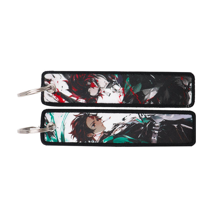 Wholesale Cartoon woven keychain lanyard  access control  ornaments fabric keychain
