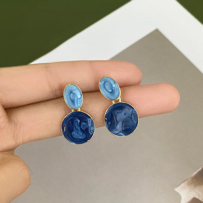 Wholesale Small niche design earrings with high-end and exquisite texture, sea blue earrings