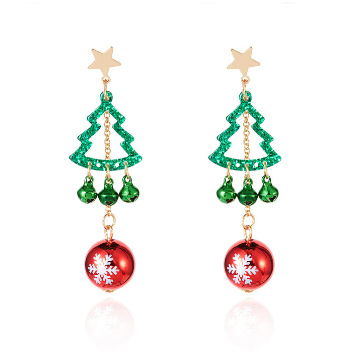 Wholesale Christmas earrings geometric cartoon design Christmas tree bell pendant earrings