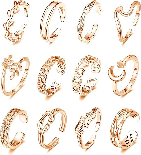 Wholesale Sexy Carved 12 Piece Foot Ring Set with Simple Opening and Adjustable Foot Ring Set