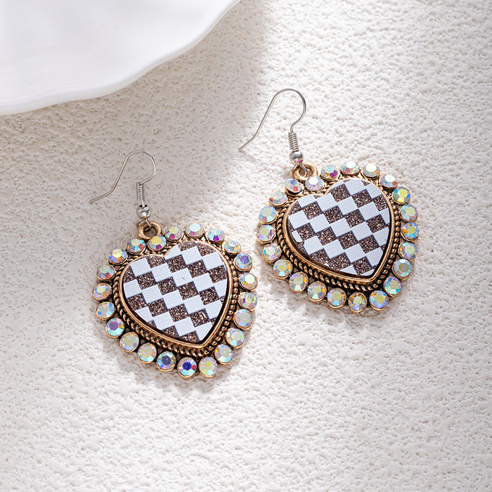 Wholesale Bohemian turquoise leopard print earrings retro tribal ethnic style love heavy earrings for women