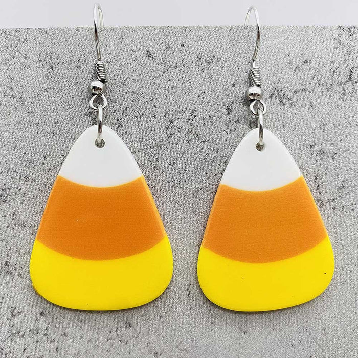 Wholesale Halloween 3D Halloween Candy Corn Acrylic Earrings JDC-ES-YaChen013