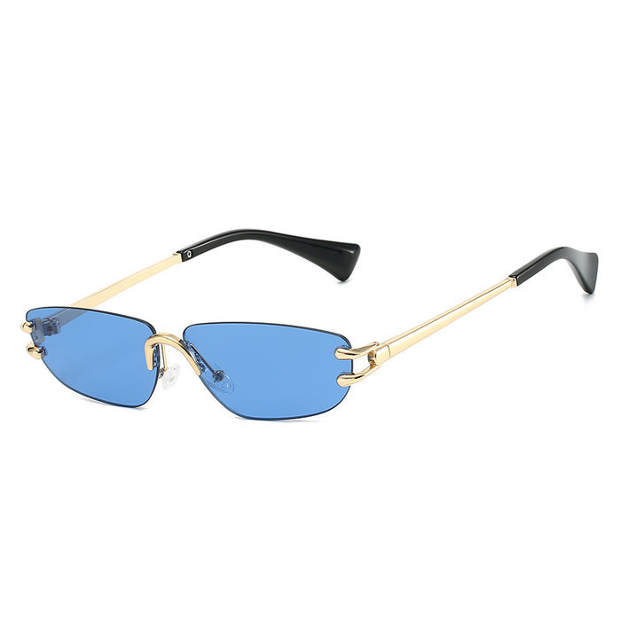 Wholesale New frameless fashionable sunglasses with personalized small frames, niche and simple sunglasses