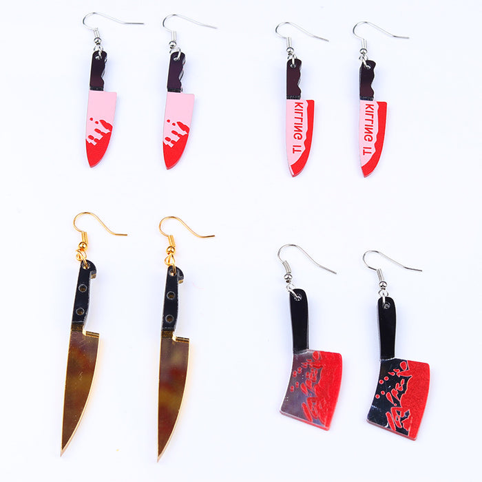 Wholesale Kitchen Knife  Mirror Acrylic Earrings  Ear Hooks  Gold and Silver Earrings