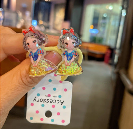 Wholesale Glittery glow-in-the-dark cute princess beaded hair tie