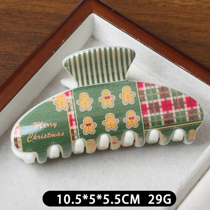 Wholesale Sweet Christmas Plaid Bear Large Plastic Hair Claw Clip Stylish Fashion Accessory For Women Great Gift Or Boutique Resale
