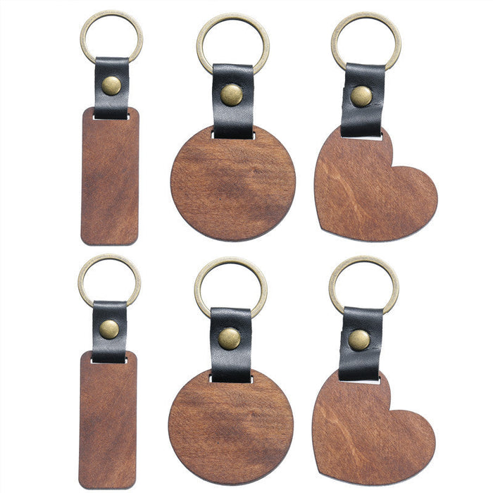 Wholesale Keychains Wooden PU Simple Handmade Love Circle JDC-KC-XiaYang001