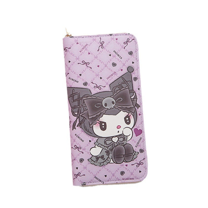 Wholesale Long Wallet Female Student Cartoon Kuromi Fresh New Large Capacity Mobile Phone Wallet Zipper Card Bag Clutch Bag JDC-WT-QT009