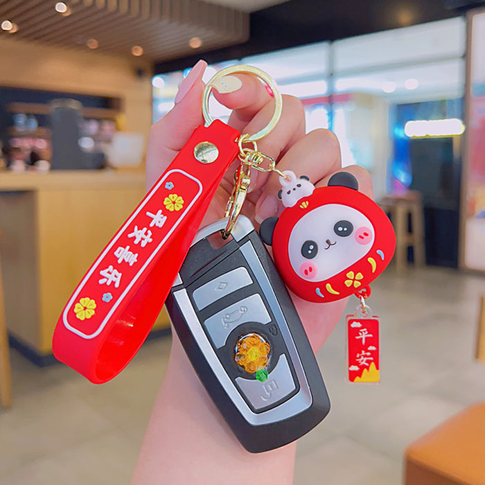 Wholesale Panda Cute 3D Doll Silicone Keychain JDC-KC-MingT128