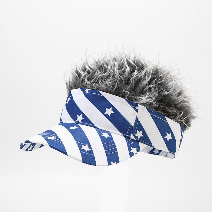 Wholesale American flag five-pointed star striped wig baseball cap