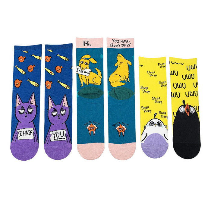 Wholesale AB Style Cartoon Cotton Socks JDC-SK-YiYan010