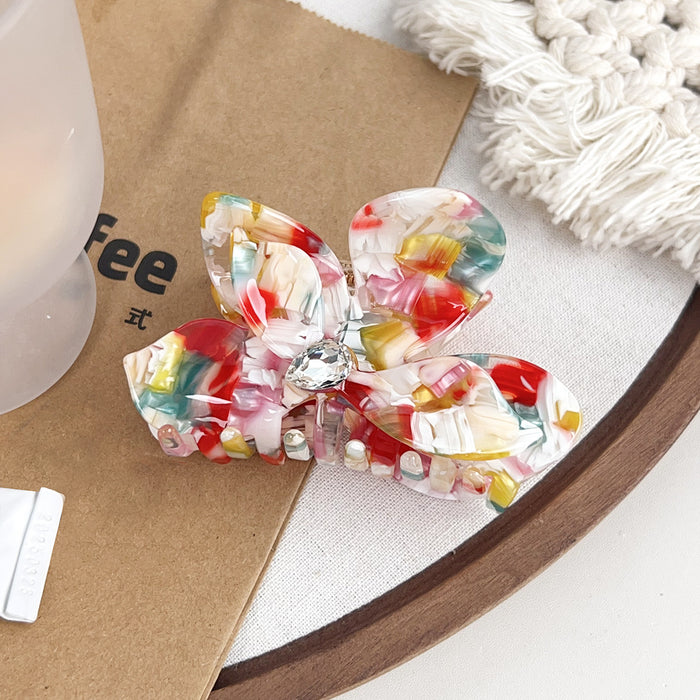 Wholesale Flower Acetate Hair Claw Clip with Rhinestones - Stylish Fashion Accessory