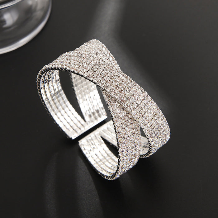 Wholesale Rhinestone steel wire ten row cross bracelet performance bracelet accessories