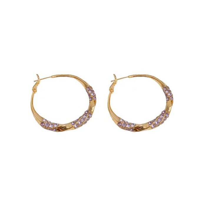 Wholesale Purple Diamond Super Flash Large Hoop Earrings Women's Exaggerated