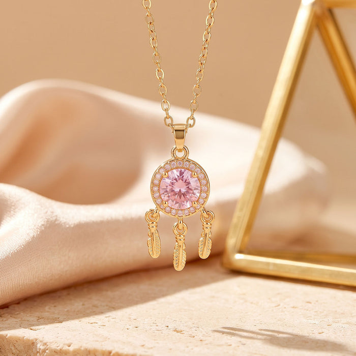 Wholesale Vintage Dream Catcher Necklace Gold Plated Copper Titanium Steel Accessory MOQ≥2