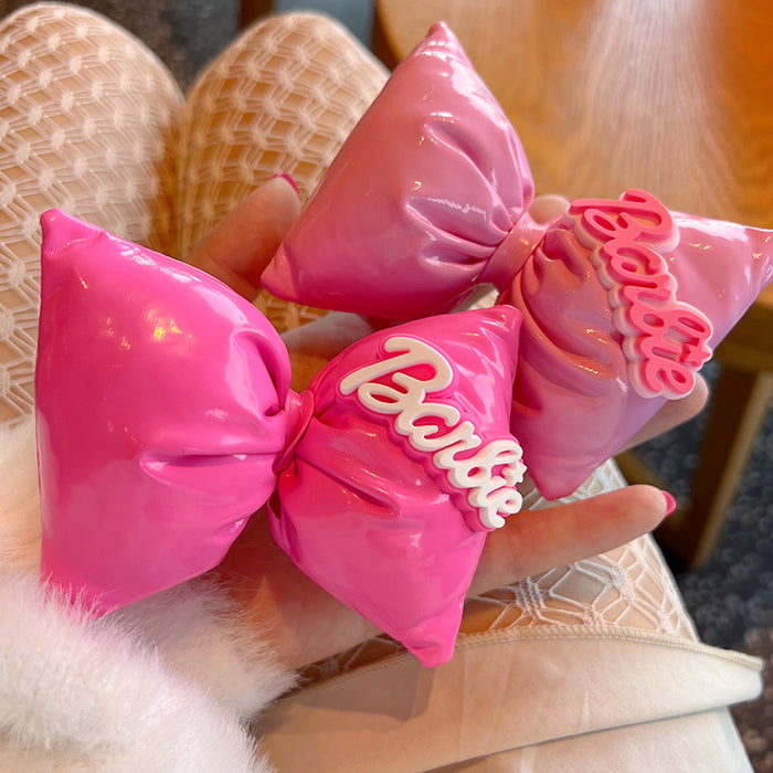 Wholesale cotton bow rose pink hairclip