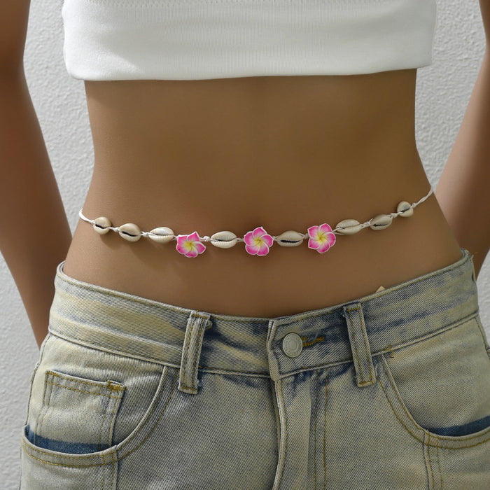 Wholesale Handmade Soft Clay Egg Flower Shell Jewelry Set Pink Beach Style Fashion Accessory