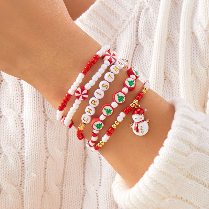 Wholesalerice bead bracelet set women' s versatile Christmas gift Christmas element pendant bracelet