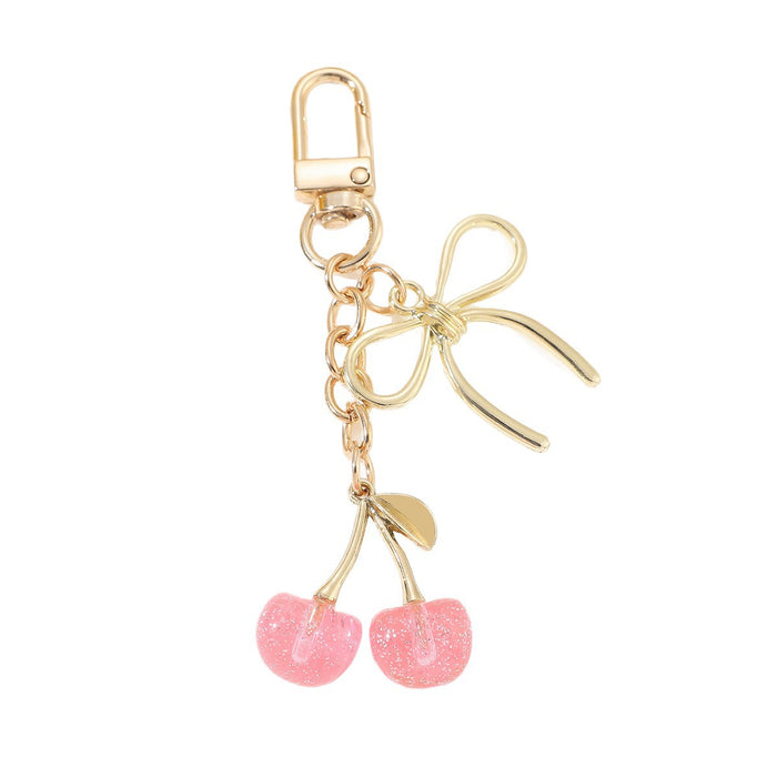 Wholesale Cherry Pendant Simulated Fruit Bow Keychain