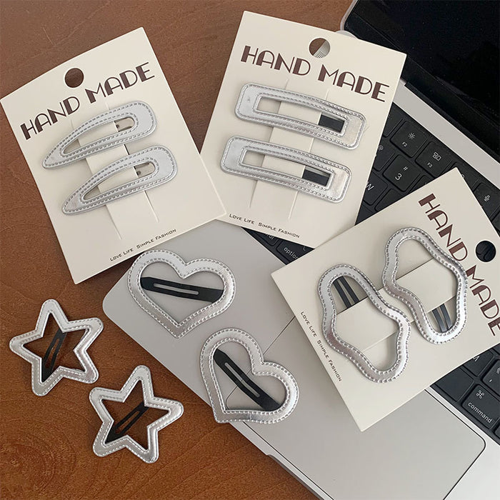 Wholesale Metal silver large star side clip simple hair clip basic versatile hair clip
