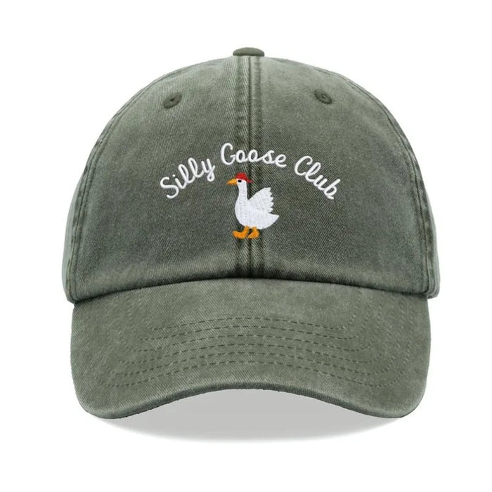 Wholesale Washed Baseball Cap With Goose Print And English Letters Black Adjustable Sun Hat For Summer