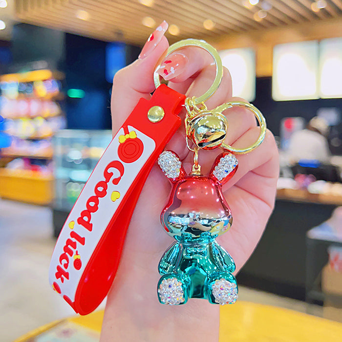 Al por mayor electroplation Sitting Diamond Rabbit Keychain JDC-KC-YDAO096