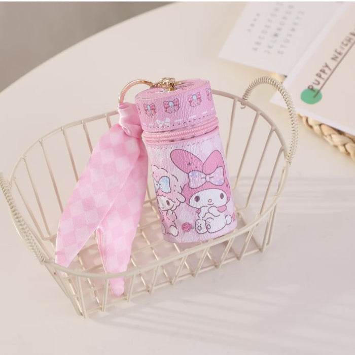 Wholesale Cute Trendy Bucket Bag Keychain Star White PU Jewelry Makeup Pouch