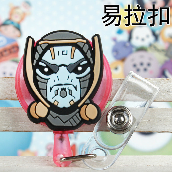 Wholesale Cartoon Badge Scroll Retractable Plastic Keychain JDC-KC-LuoKe002