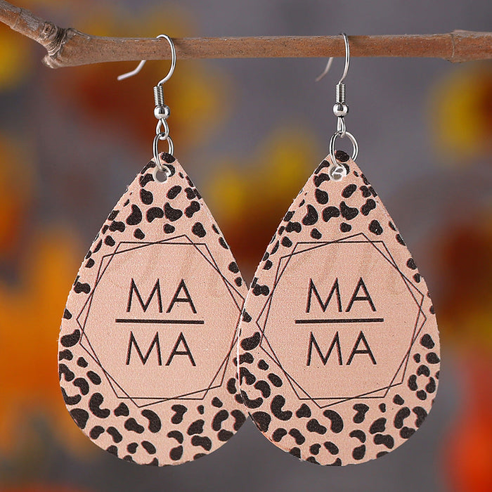 Wholesale earrings Double-sided PU leather waterdrop painted earrings JDC-ES-ChL032