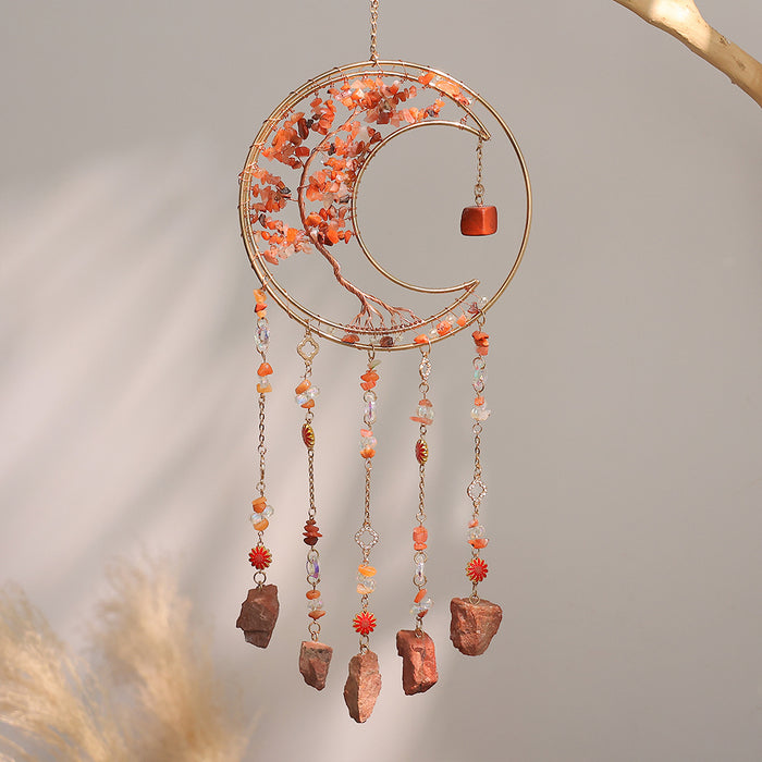 Wholesale Tree of Life Sun Catcher Colorful Crushed Stone Crysta Window Decorative Wind Chime