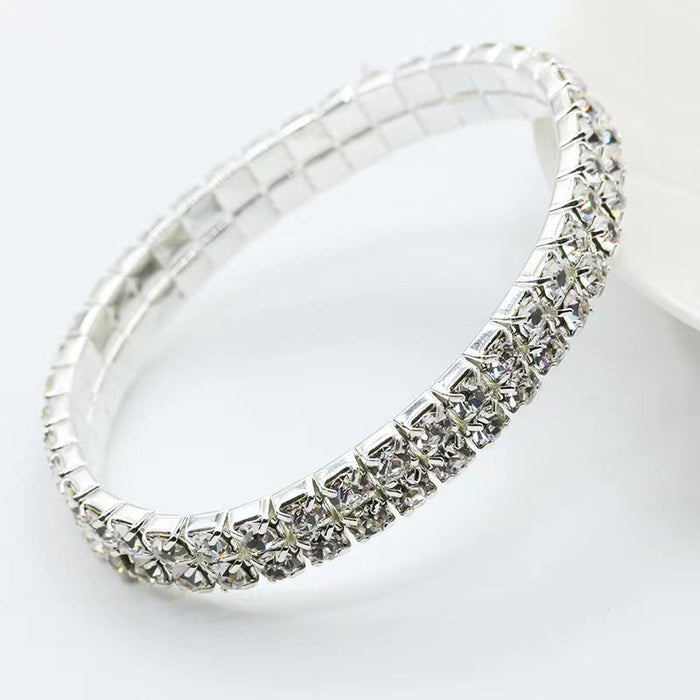 Wholesale Full Diamond Double Row Elastic Bracelet JDC-BT-YG002