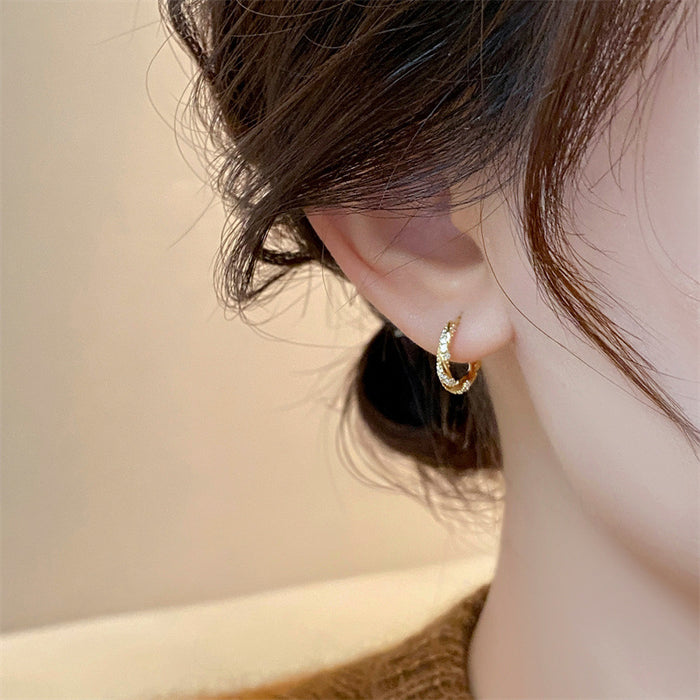 Wholesale Shiny and fashionable frosted ring earrings with light luxury and niche design