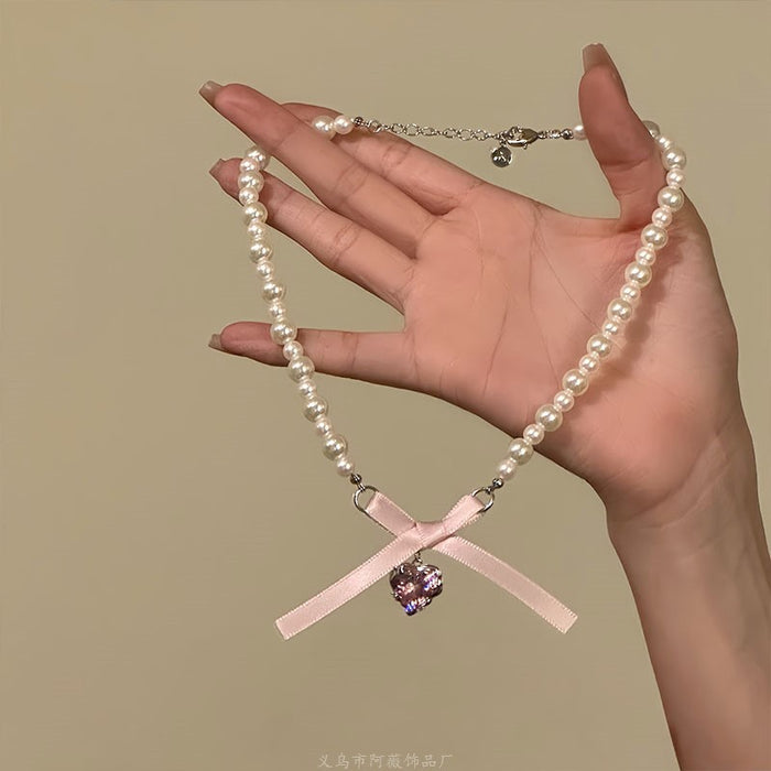 Wholesale Butterfly Beaded Double Layer Choker Necklace Trendy Fairy Jewelry Accessory