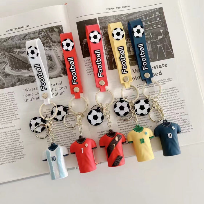 Wholesale Cartoon Doll Soccer Uniform Ball Silicone Keychain JDC-KC-JuShu040