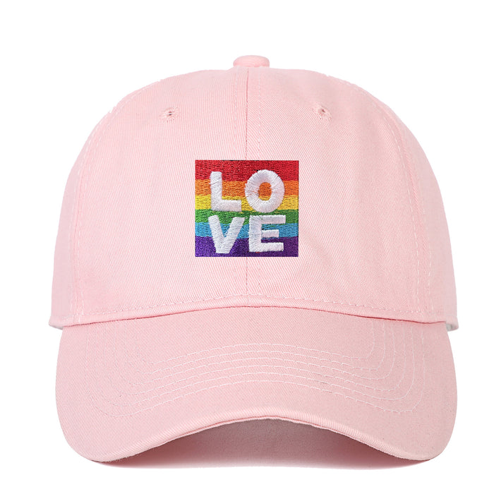 Wholesale Cotton LOVE Rainbow Embroidered Baseball Cap JDC-FH-ChenSheng003