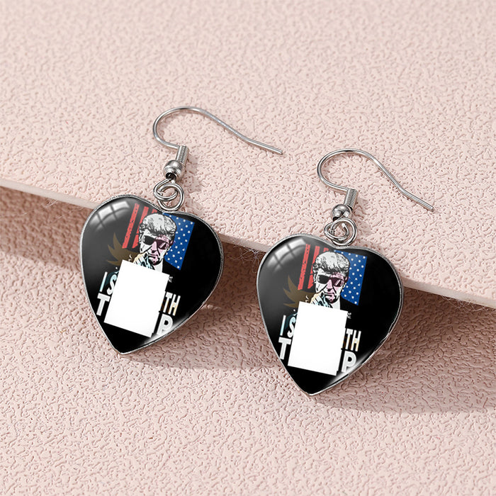 Wholesale American Independence Day Love Stainless Steel Ear Hook Earrings JDC-ES-KaLu009