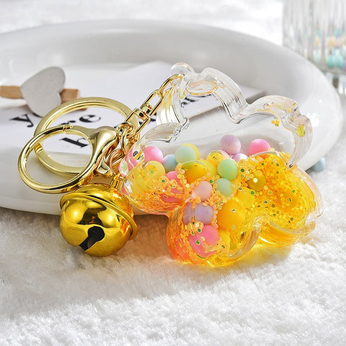 Wholesale Quicksand-Filled Oil Bottle Acrylic Keychain Accessory