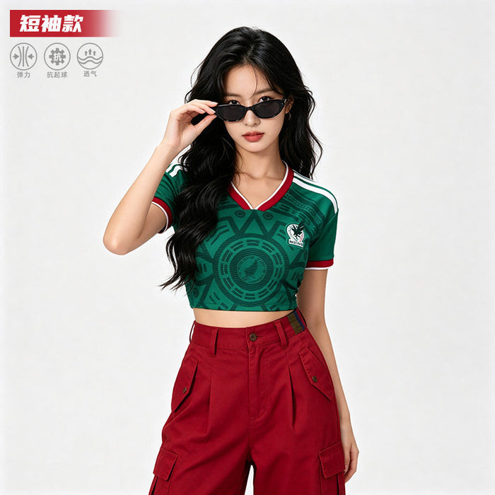 Wholesale World Cup National Team Football Girls Crop Top Short-Sleeve Sports Vest