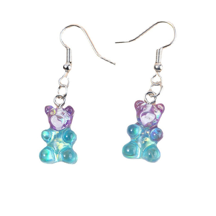 Wholesale Resin Candy Color Cartoon Bear Earrings JDC-ES-JinY002