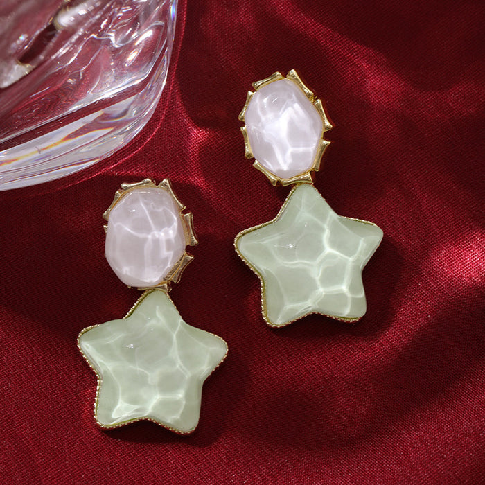 Wholesale Blue contrasting water ripple retro five-pointed star unique personality