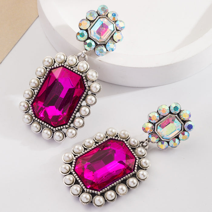Wholesale Colorful diamond statement earrings
