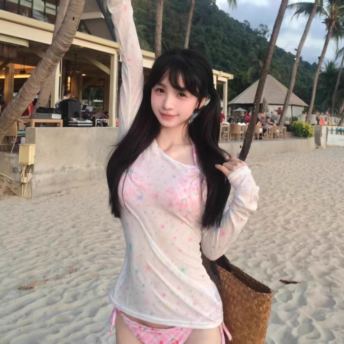 Wholesale Sexy bikini split skirt four piece set, star cover, sun protection swimsuit