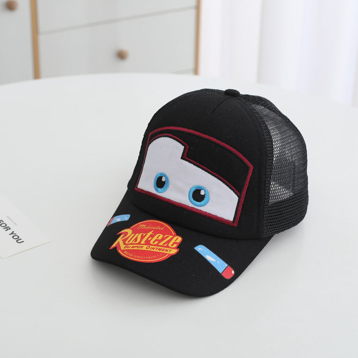 Wholesale Trendy Car Print Boys Baseball Cap Sun Hat Red Cloth Wide Brim Sunscreen Kids Fashion Accessory For Resale