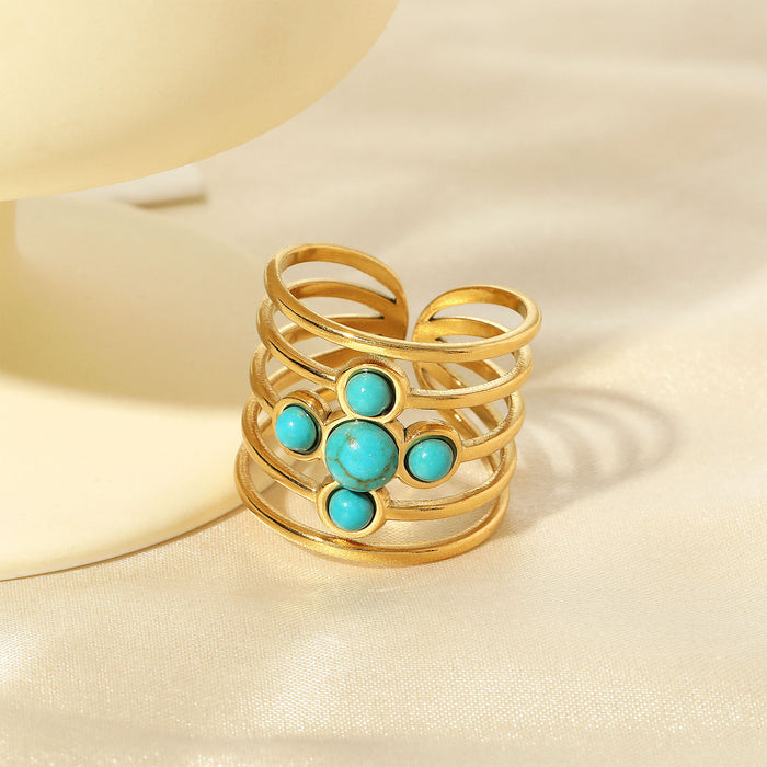 Wholesale Stainless Steel Gold Turquoise Rings