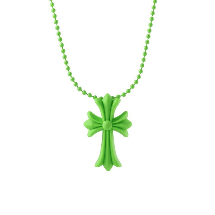 Wholesale Punk hip-hop limited edition colorful cross versatile women's necklace