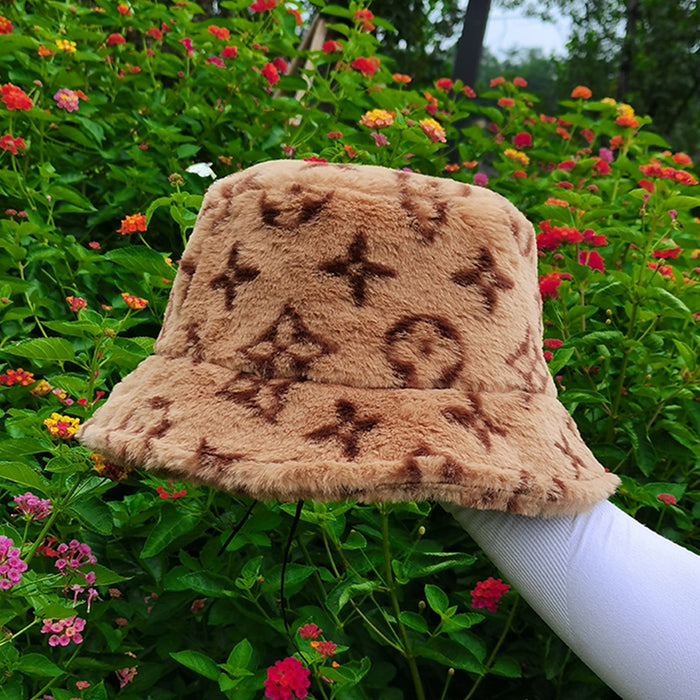 Wholesale winter plush warm fisherman hat with copper coin pattern printing JDC-HT-ShunY002