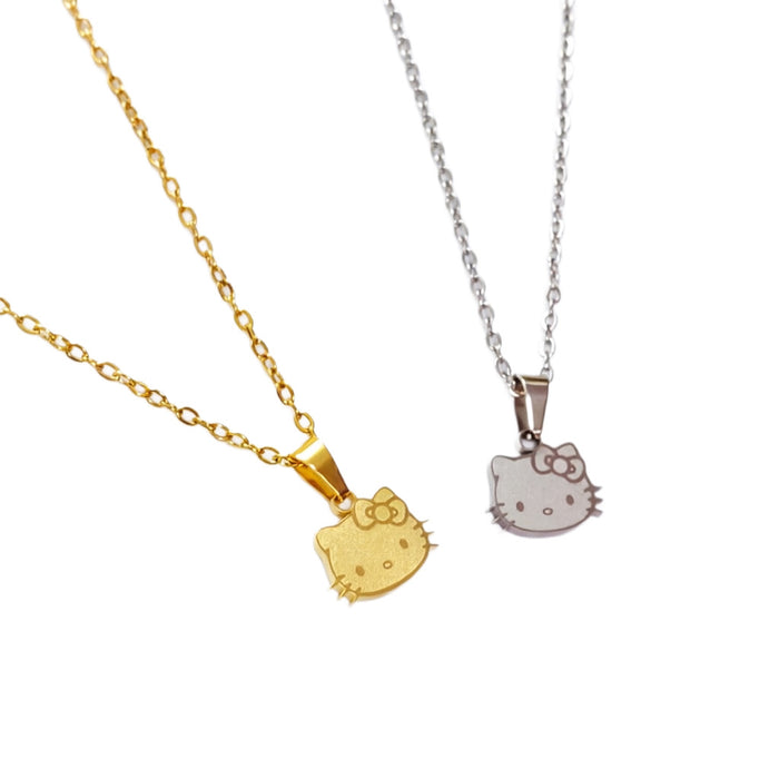 Wholesale Titanium Steel Gold Cat Pendant Necklace Trendy Fashion Jewelry Accessory Casual Gift Boutique Resale