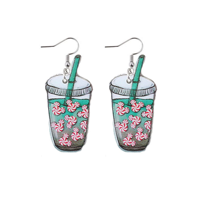 Wholesale Christmas Milk Tea Cup Coffee Cup Candy Acrylic Earrings JDC-ES-YiY004